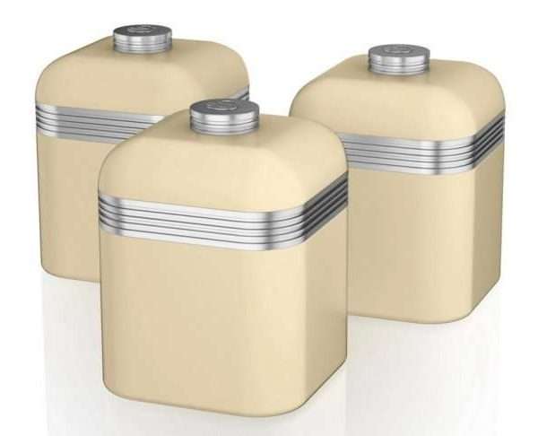 Swan Set Of 3 Retro Canisters, Cream