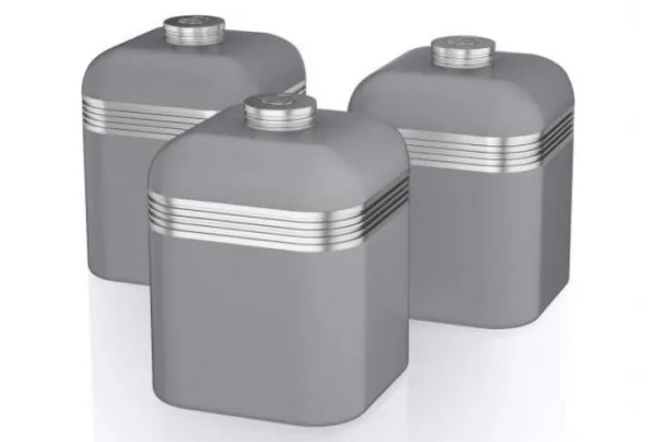 Swan set of 3 retro canisters, grey