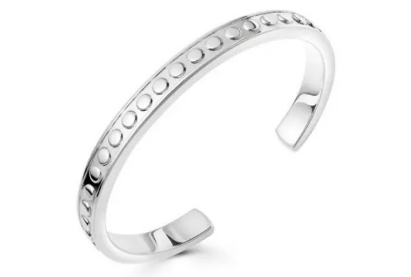 Sterling silver beaded men's bangle