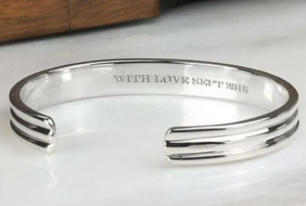 Mens ribbed silver bracelet - image 3
