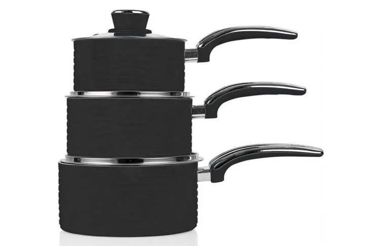 Swan retro 5 piece saucepan & pan set, black Swan retro 5 piece saucepan & pan set, black - image 3