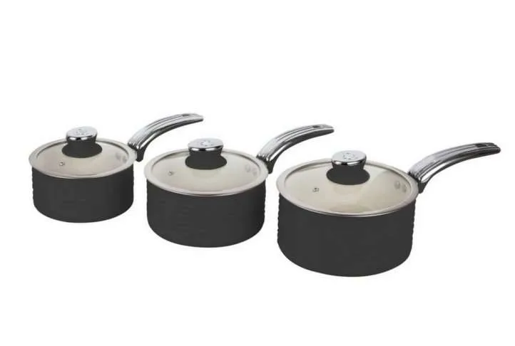 Swan retro 5 piece saucepan & pan set, black Swan retro 5 piece saucepan & pan set, black - image 2