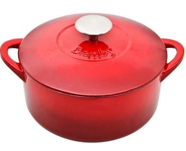 Cast Iron 24cm Casserole Dish With Lid, Pomegranate