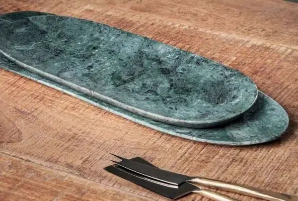 Ovah marble platter, deep green, small - image 3