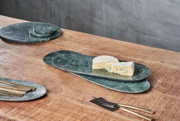 Ovah marble platter, deep green, small