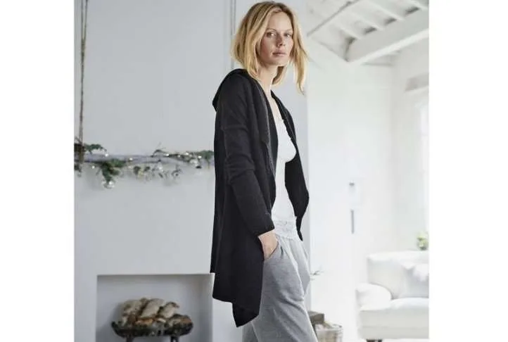 Rib front wool & cashmere hooded cardigan Rib front wool & cashmere hooded cardigan - image 2