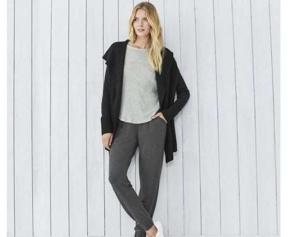 Rib Front Wool & Cashmere Hooded Cardigan