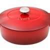 Cast Iron 28cm Oval Casserole Dish With Lid, Pomegranate