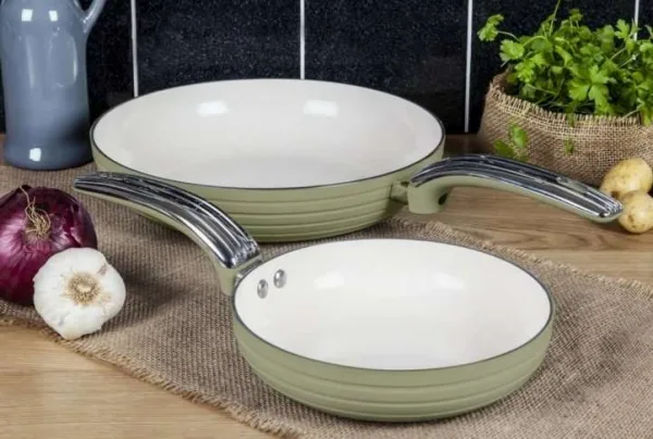 Swan retro 2 piece 20 & 28cm frying pan set, green - image 2