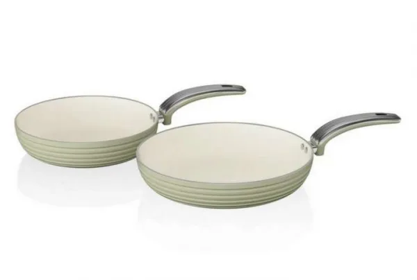 Swan retro 2 piece 20 & 28cm frying pan set, green