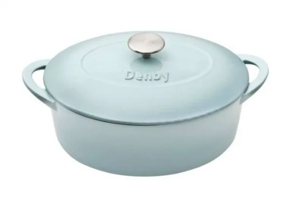 Cast iron 28cm oval casserole dish with lid, pavilion