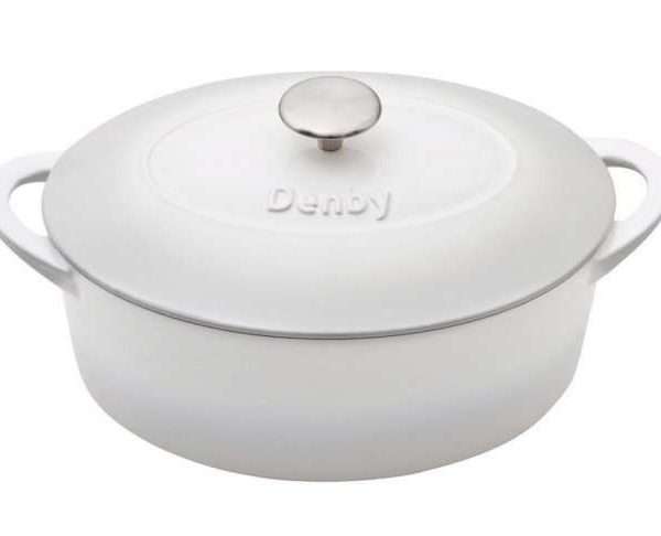 Cast Iron 28cm Oval Casserole Dish With Lid, Natural