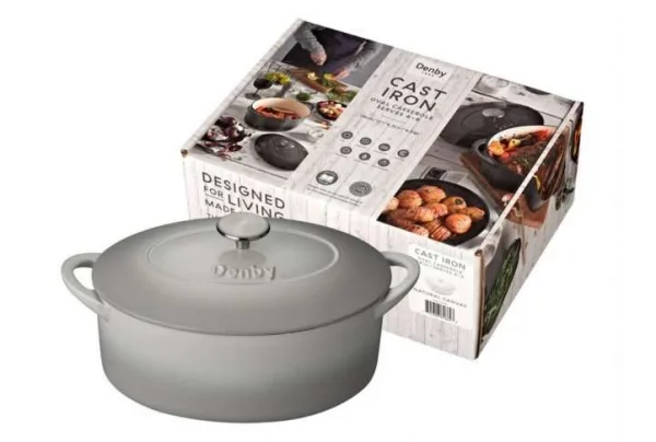 Cast iron 28cm oval casserole dish with lid, natural - image 2