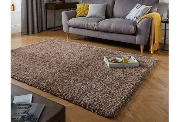 Thick 5cm pile shaggy rug, biscuit brown, 120 x 170cm