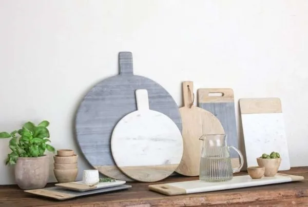Bwari marble & mango wood platter, white, small - image 3