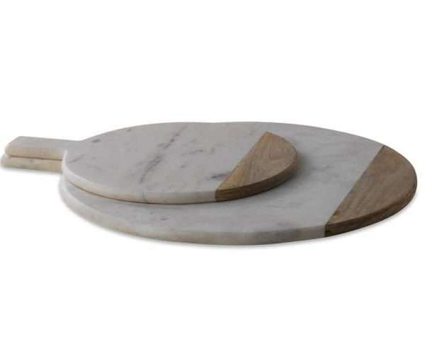 Bwari Marble & Mango Wood Platter, White, Small