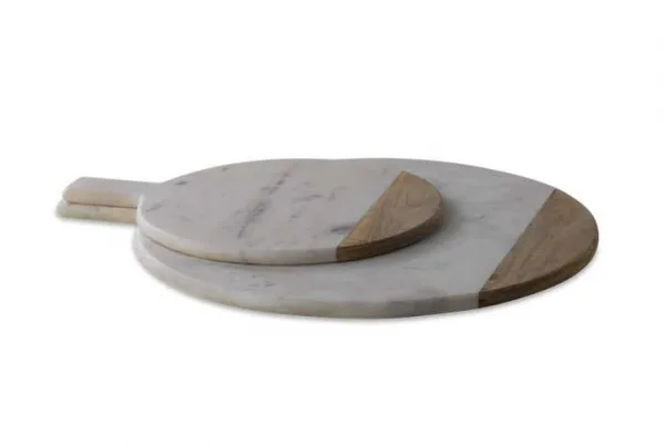 Bwari marble & mango wood platter, white, large - image 3