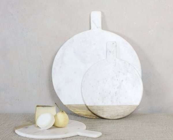 Bwari Marble & Mango Wood Platter, White, Large