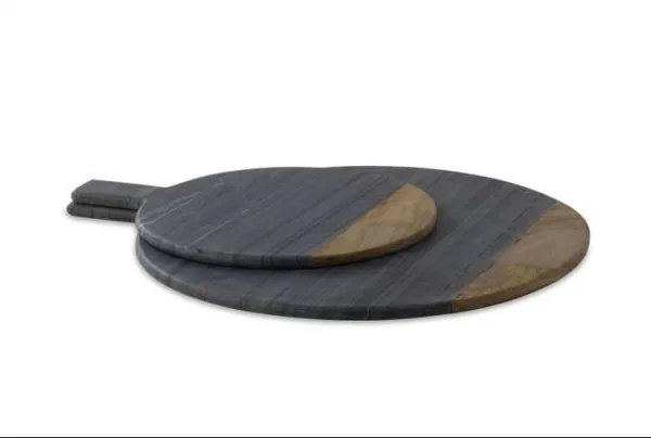 Bwari marble & mango wood platter, grey, small - image 3