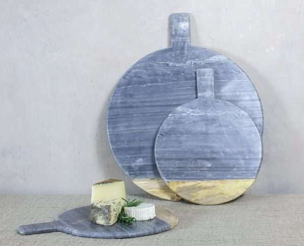 Bwari Marble & Mango Wood Platter, Grey, Large