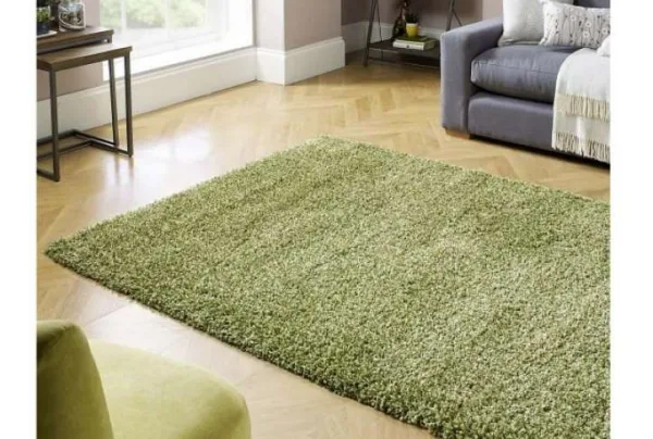 Thick 5cm pile shaggy rug, green, 120 x 170cm