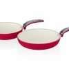 Swan Retro 2 Piece 20 & 28cm Frying Pan Set, Red
