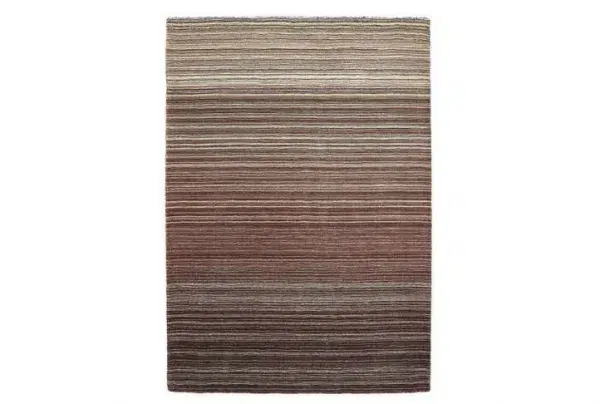 Fine stripe modern wool rug, 80 x 150cm, brown