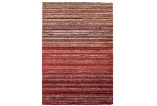 Fine stripe modern wool rug, 80 x 150cm, red