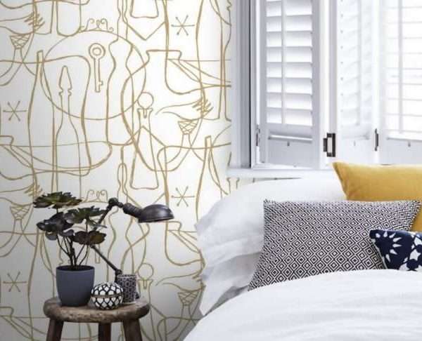 Alternative view of Atleier Snow & Gold Wallpaper, 10 metres long