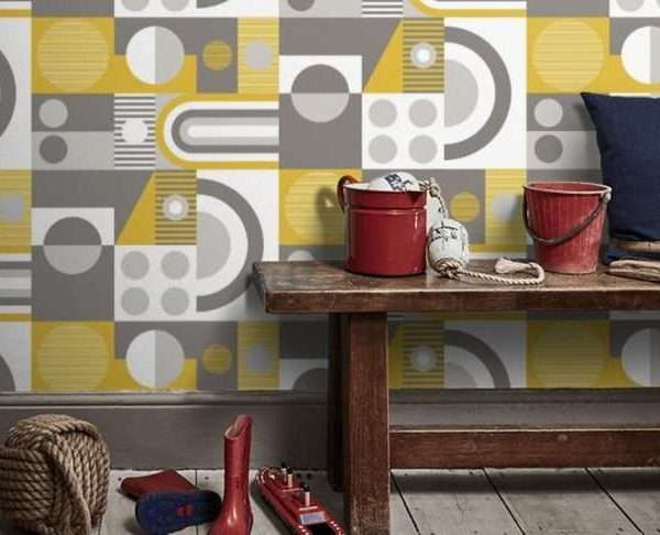 FAB! Mustard Geometric Wallpaper, 10 metres long