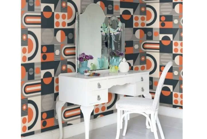 Fab! Harvest orange geometric wallpaper, 10 metres long Fab! Harvest orange geometric wallpaper, 10 metres long - image 2