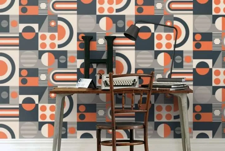 Fab! Harvest orange geometric wallpaper, 10 metres long Fab! Harvest orange geometric wallpaper, 10 metres long