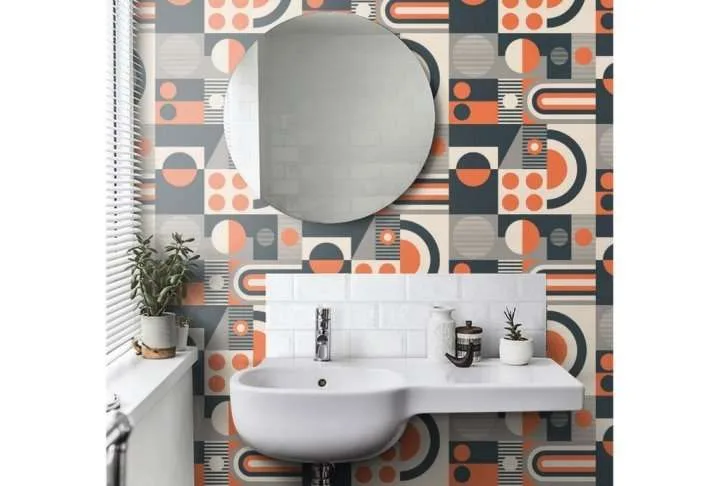 Fab! Harvest orange geometric wallpaper, 10 metres long Fab! Harvest orange geometric wallpaper, 10 metres long - image 3