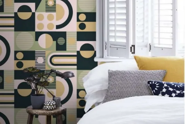 Fab! British lichen geometric wallpaper, 10 metres long - image 2