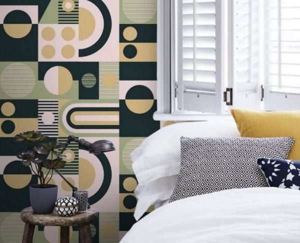 Alternative view of FAB! British Lichen Geometric Wallpaper, 10 metres long