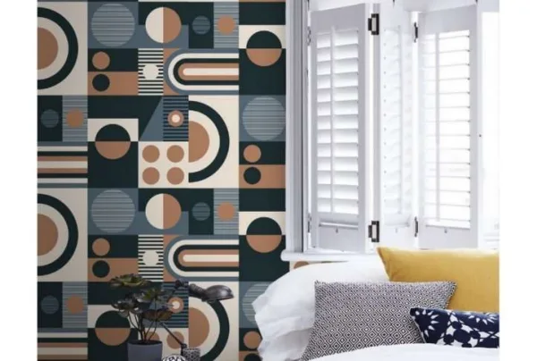 Fab! Washed denim geometric wallpaper, 10 metres long - image 3