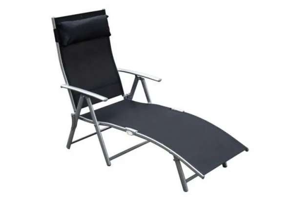 Outsunny reclining tri-fold sun lounger, black - image 2