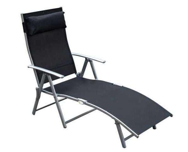 Alternative view of Outsunny Reclining Tri-Fold Sun Lounger, Black