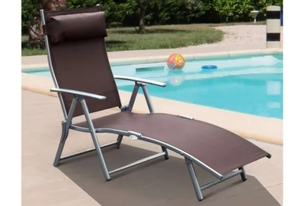 Outsunny reclining tri-fold sun lounger, brown