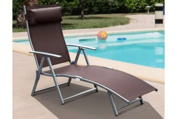 Outsunny reclining tri-fold sun lounger, brown - image 2