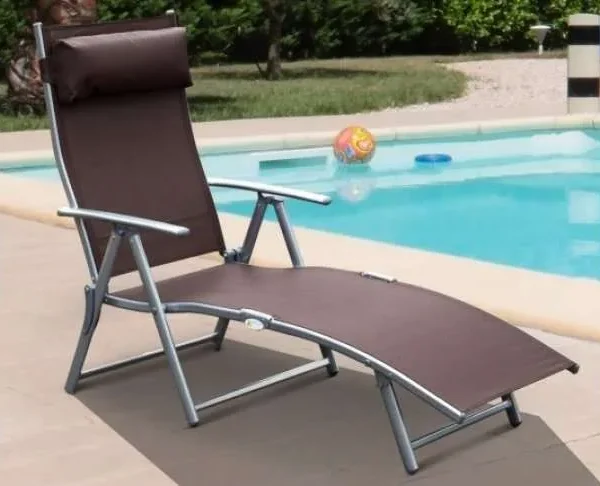 Alternative view of Outsunny Reclining Tri-Fold Sun Lounger, Brown