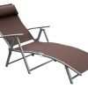 Outsunny Reclining Tri-Fold Sun Lounger, Brown