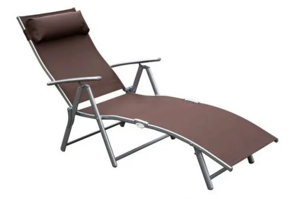 Outsunny reclining tri-fold sun lounger, brown