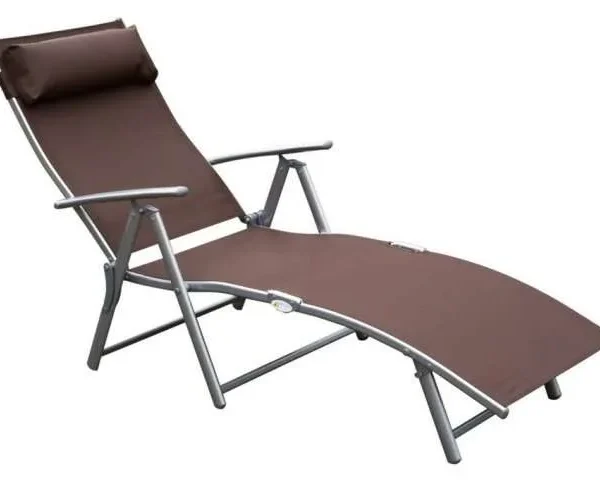 Outsunny Reclining Tri-Fold Sun Lounger, Brown