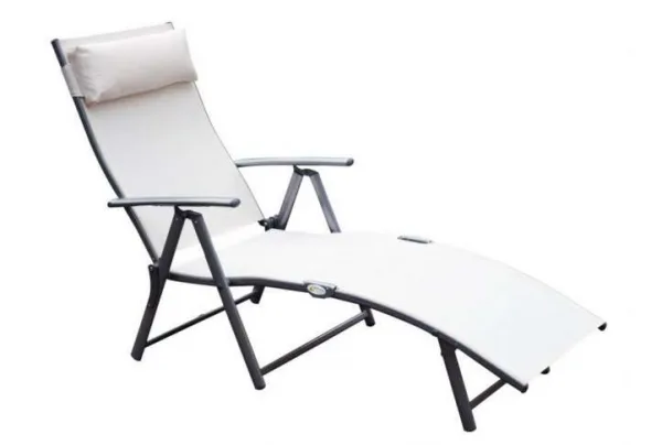 Outsunny reclining tri-fold sun lounger, white