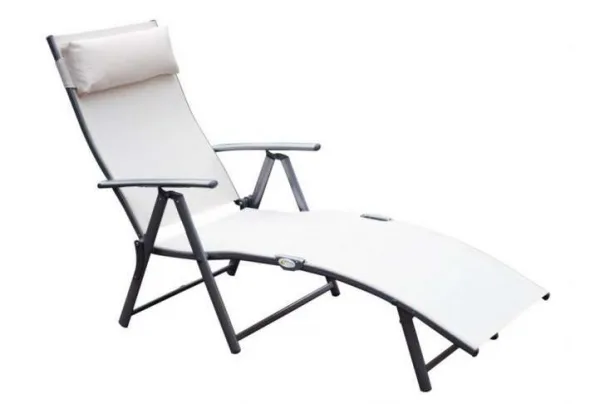 Outsunny reclining tri-fold sun lounger, white - image 3