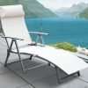 Outsunny Reclining Tri-Fold Sun Lounger, White