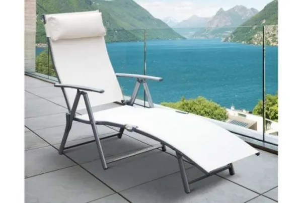 Outsunny reclining tri-fold sun lounger, white