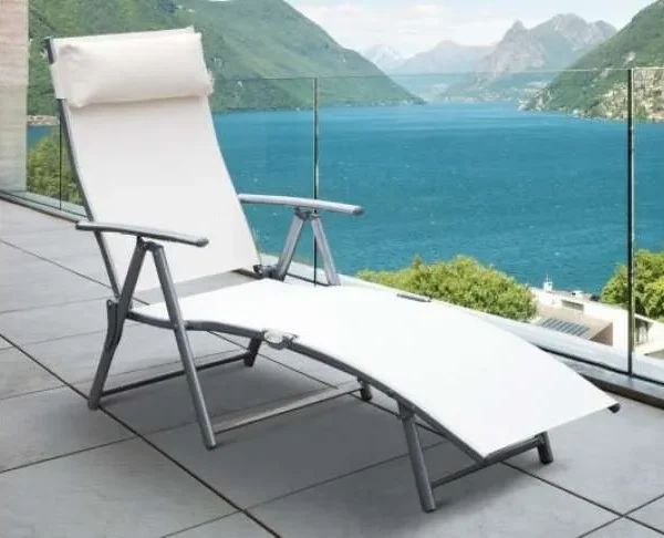 Outsunny Reclining Tri-Fold Sun Lounger, White