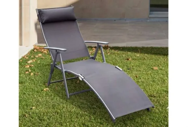 Outsunny reclining tri-fold sun lounger, grey